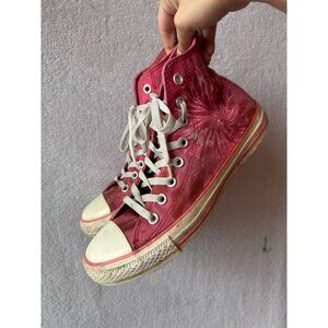 Vintage Unique Converse Pink/Red Tie-Dye High Top Sneakers Men Size 8